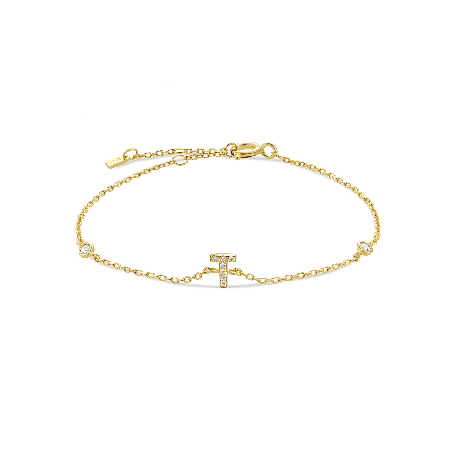 Bracelet initial argent zirconium