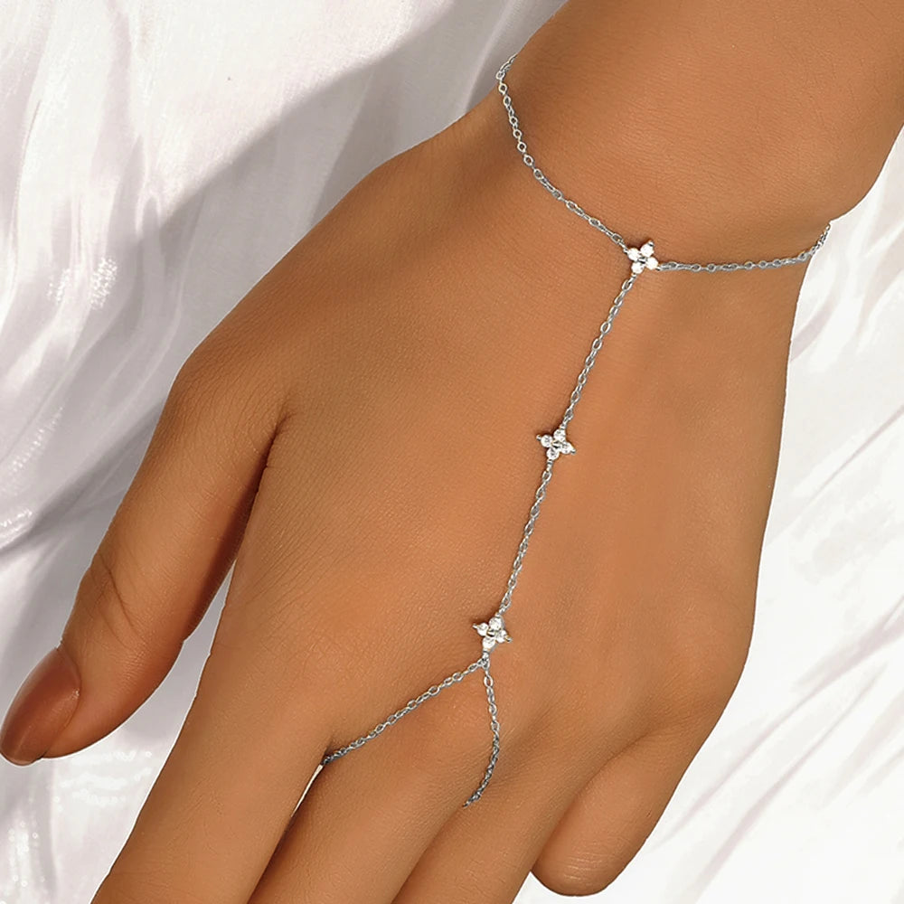 Bracelet bague Zineb argent zirconium