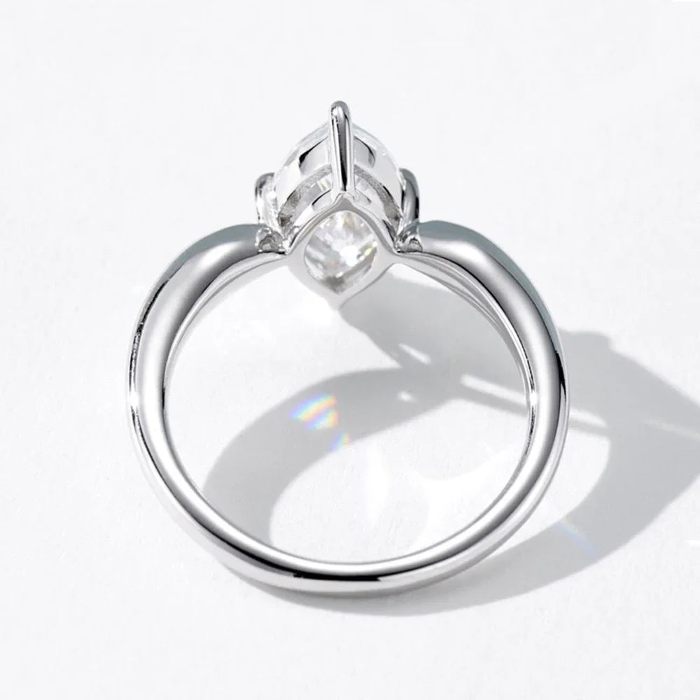 Bague marquise argent et moissanite