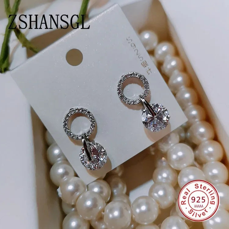 Boucles d'oreilles Circle argent cristal