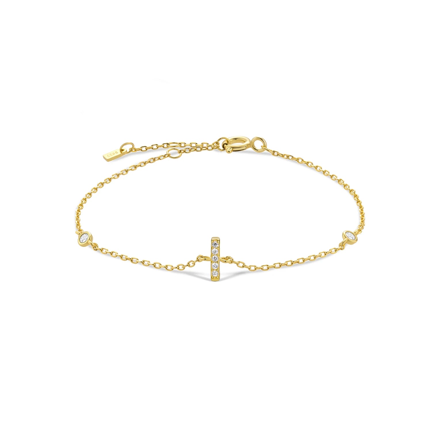Bracelet initial argent zirconium