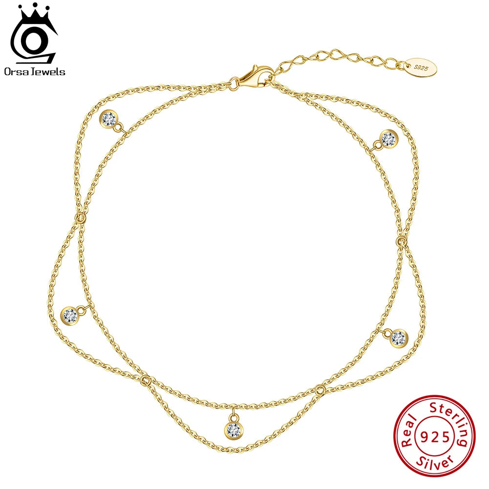 Chaîne de pied Angie argent zirconium