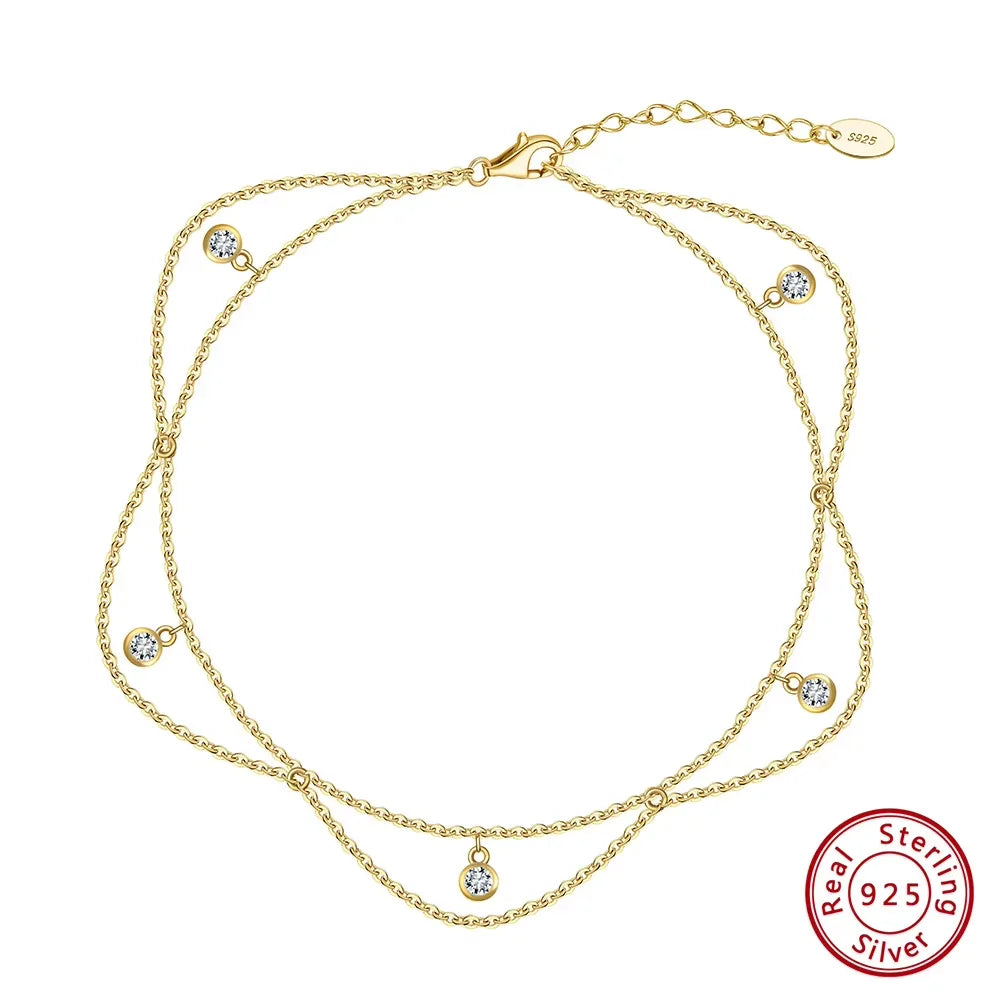 Chaîne de pied Angie argent zirconium