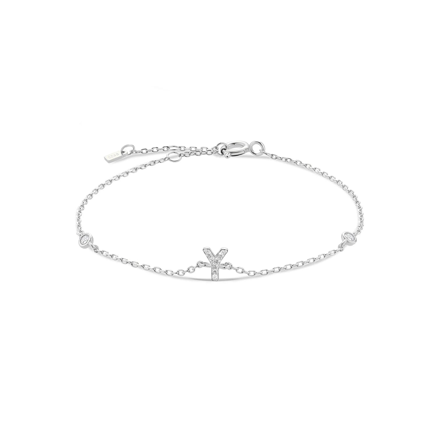 Bracelet initial argent zirconium