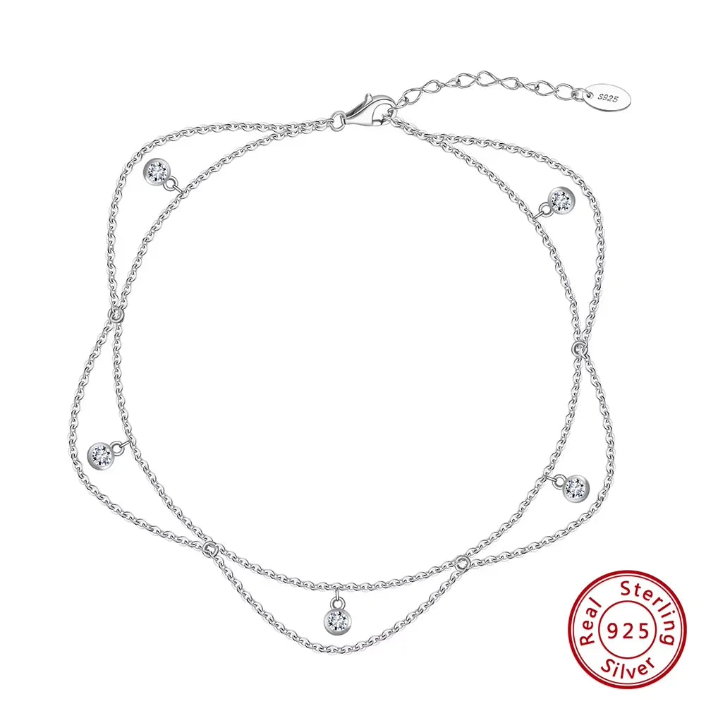 Chaîne de pied Angie argent zirconium
