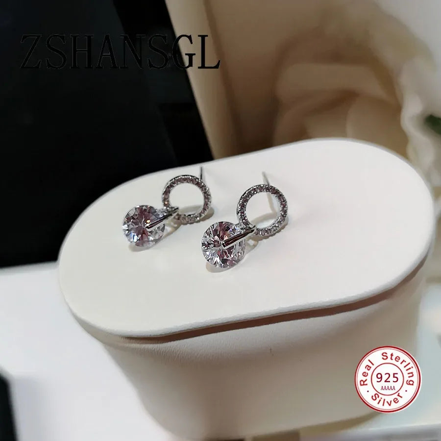 Boucles d'oreilles Circle argent cristal