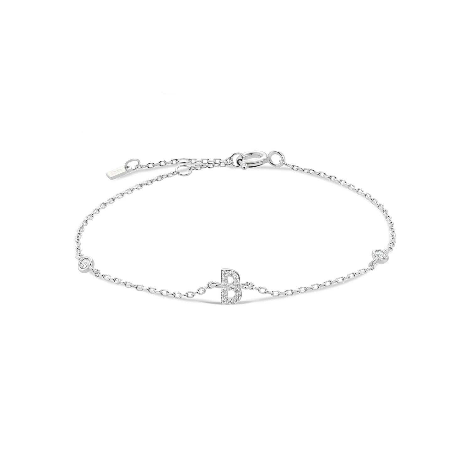 Bracelet initial argent zirconium