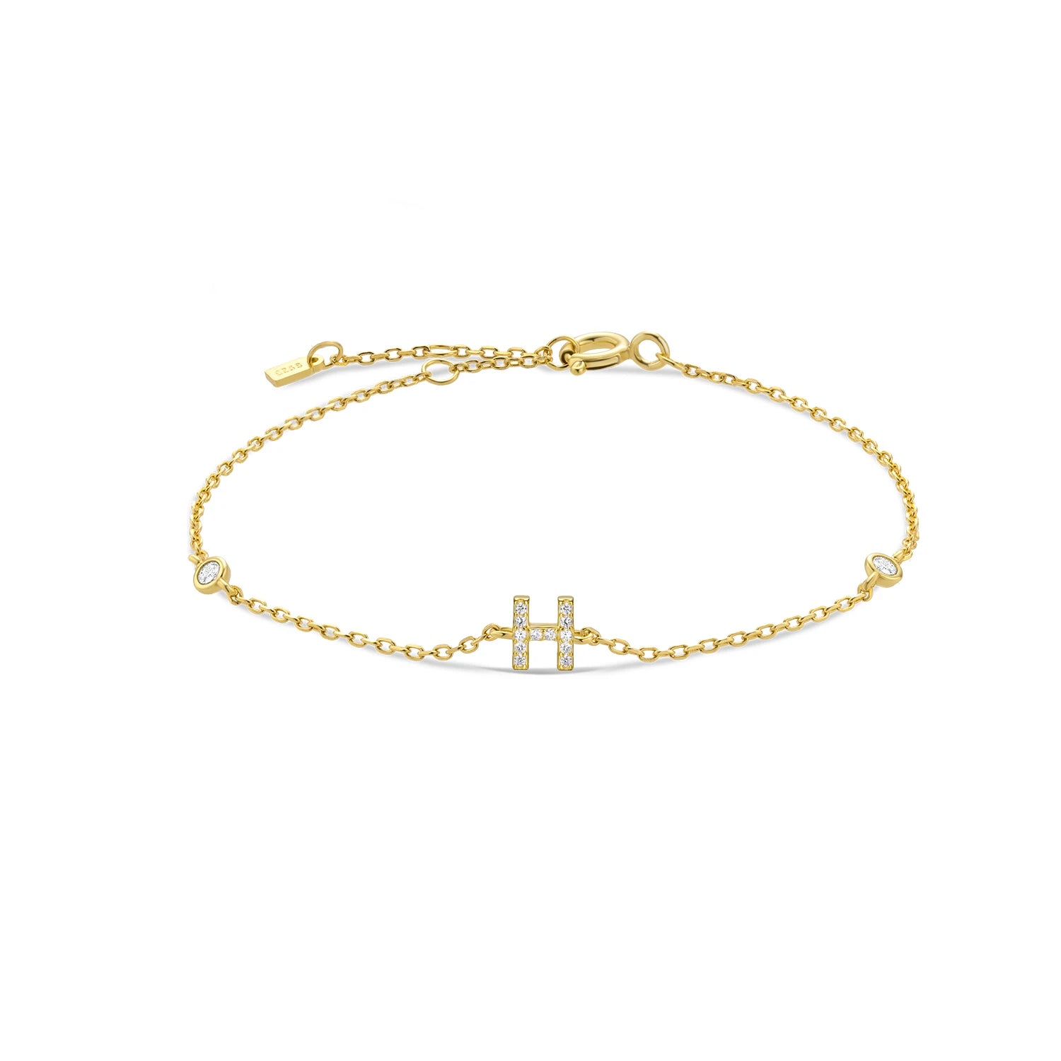 Bracelet initial argent zirconium