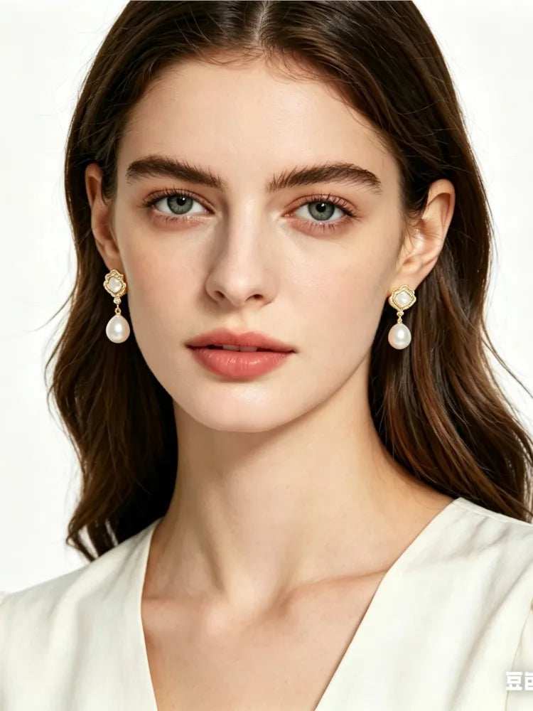 Boucles d'oreilles véritable perle naturel