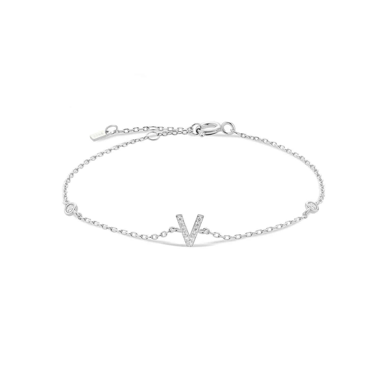 Bracelet initial argent zirconium