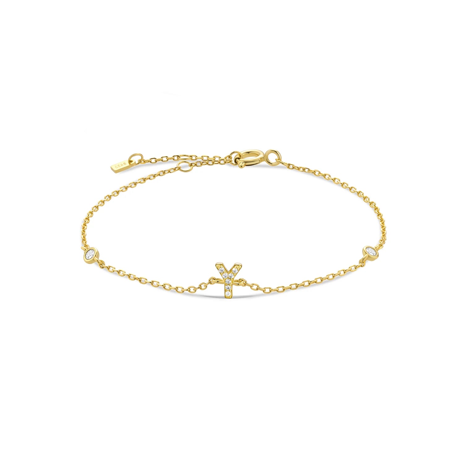Bracelet initial argent zirconium