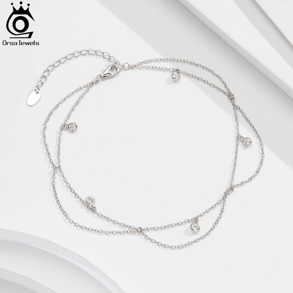 Chaîne de pied Angie argent zirconium