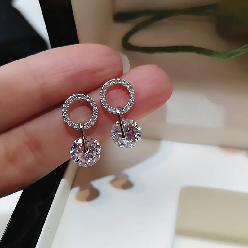 Boucles d'oreilles Circle argent cristal