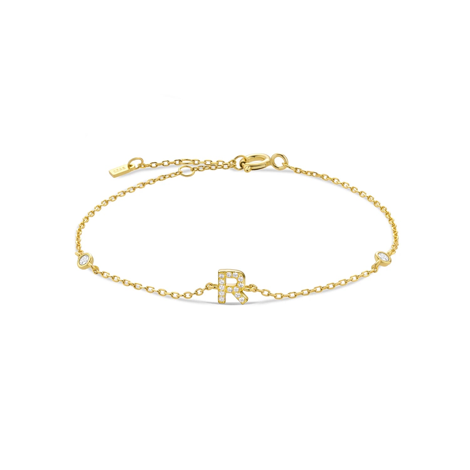 Bracelet initial argent zirconium