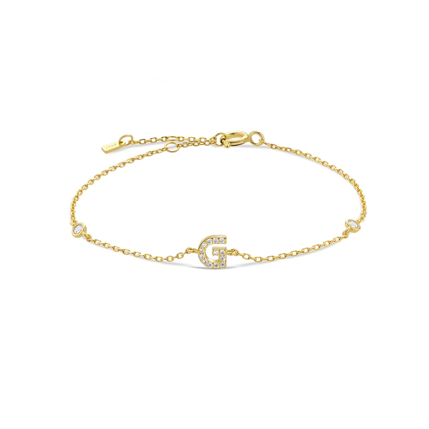 Bracelet initial argent zirconium