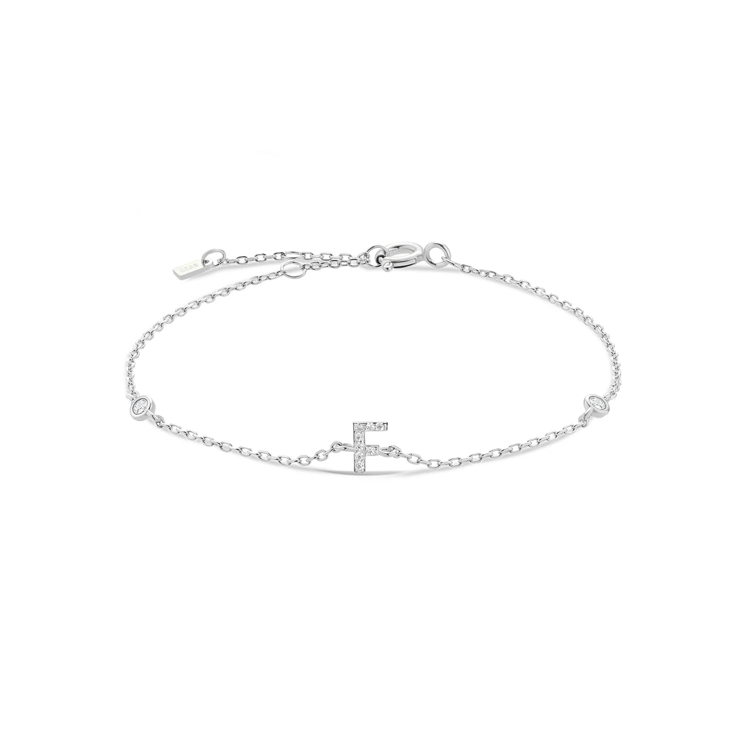 Bracelet initial argent zirconium