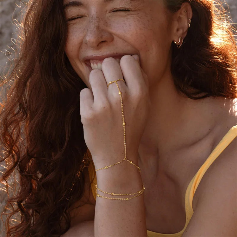 Bracelet bague minimaliste doré ou argenté