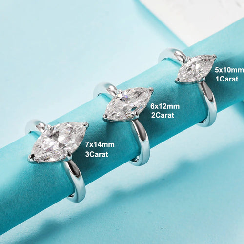 Bague marquise argent et moissanite