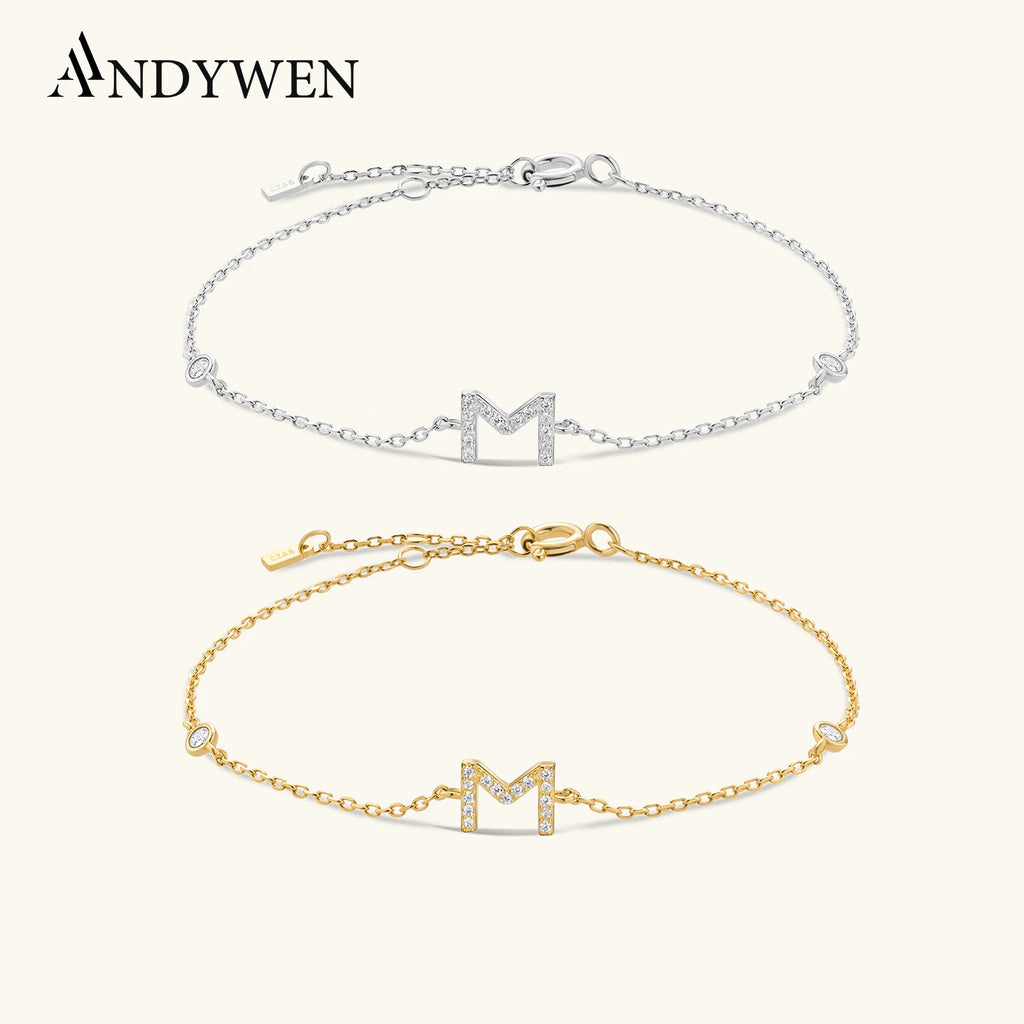 Bracelet initial argent zirconium