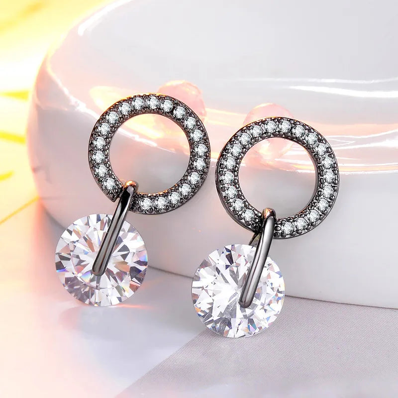 Boucles d'oreilles Circle argent cristal